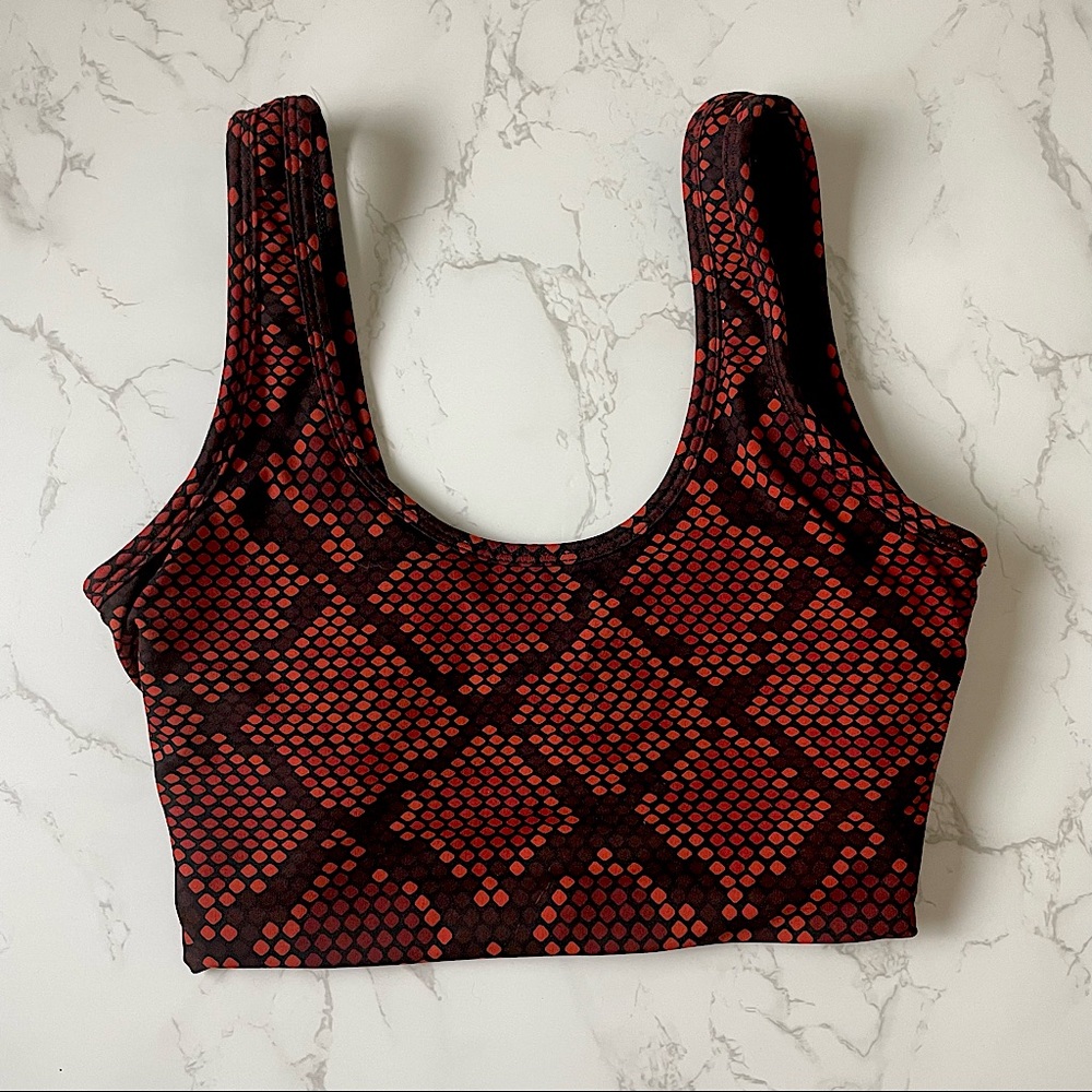 Balance Athletica- red snake pattern sports bra kingdom collection - XS